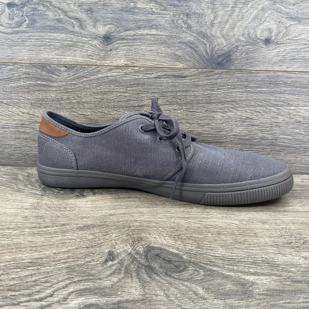 TOMS Carlo Low Top Sneaker Mens 13 Grey Heritage Canvas Lace Up Vegan 10019120
